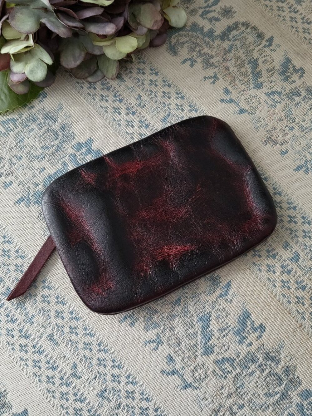 Oxblood Red Genuine Leather Coin Purse Zippered Wallet Pouch Small OS
